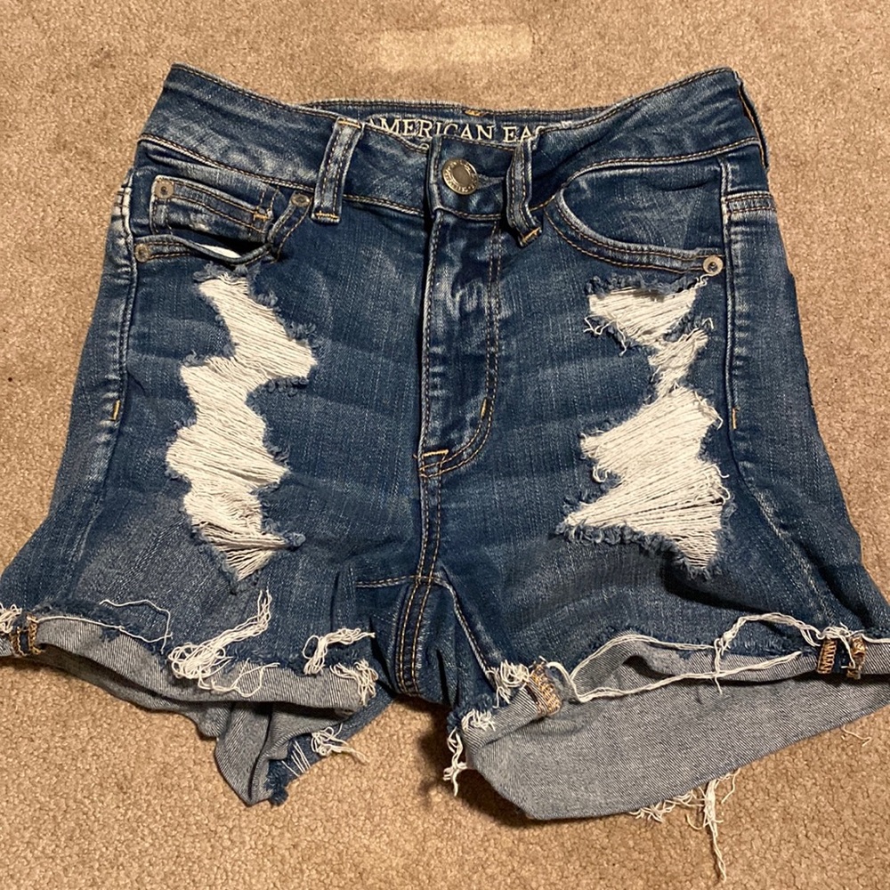 stretchy blue jean shorts